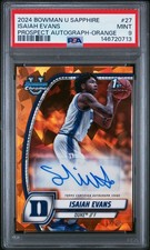 2024 BOWMAN UNIVERSITY CHROME SAPPHIRE #27 ISAIAH EVANS 11/25 PSA 9