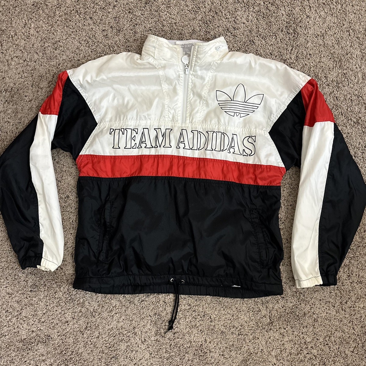 Vintage 90s TEAM ADIDAS Nylon Warm Up Windbreaker Jacket Mens Size