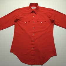 VTG H Bar C Shirt Mens Large Red California Ranchwear Western Pearl Snap Cowboy