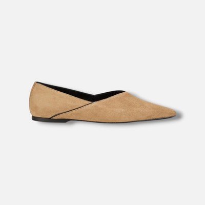 Toteme Women's Beige Suede Ballet Flats Shoes Size 36