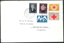 Netherlands #B301,B303,B311,B313-4 Semi-Postals December 11 1957 Boskoop to USA