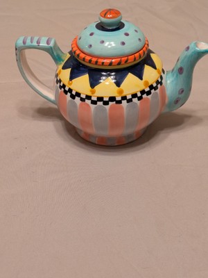  Vintage World Bazaars, Inc. Teapot Bright Bold Colors Hand Painted Immaculate 