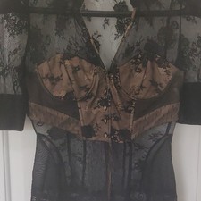 Marciano Sheer Floral Lace top Black Semi-Tra...