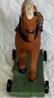Antique Hand Painted Composition Ceramic Horse Wooden Platform Pull Toy — photo 3