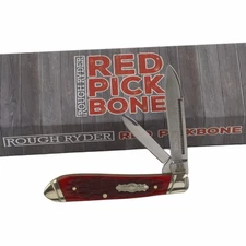 Rough Ryder Red Pick Bone Handle Peanut Pocket Knife RR1679 2 Folding Blades