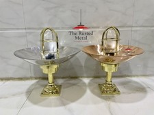 Set of 2 Brass Ceiling Mount Light Fixtures with Aluminum & Copper Shades
