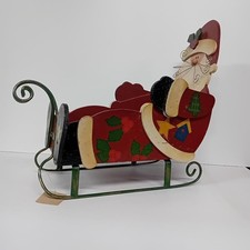 Slitta in legno e ferro decorata  Babbo Natale dimensioni 420 x 200 x 360 mm
