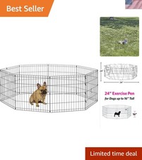 Lightweight Black E-Coated Dog Exercise Pen - Ideal for Indoor/Outdoor Use