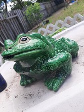 Arnels Large Ceramic Frog Toad Patio Garden Decor Vintage Green Great Color!