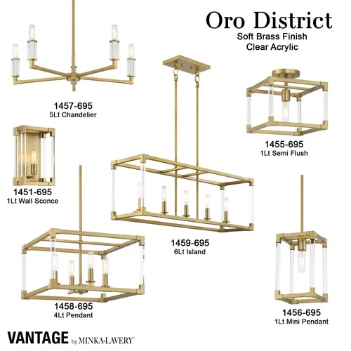 Minka Lavery 1458 Oro District 4 Light 16"W Vantage Pendant - Brass - Picture 9 of 9