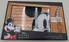 Disney Classics Mickey Mouse Icon 3-Piece Glass Top Cheese Serving Tray *Read*