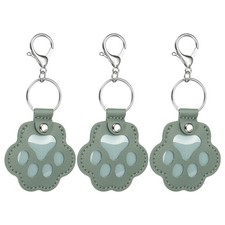 Pet Fur Storage Keychain Leather Dog Fur Keepsake Gray Green 3Pcs