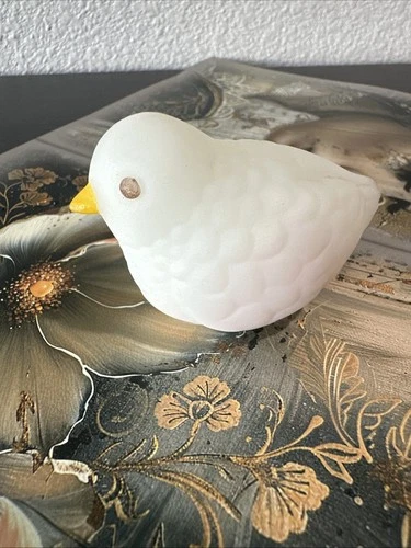 Vintage Fenton Satin Glass Bird Figurine Hand Painted Signed R. Voshel