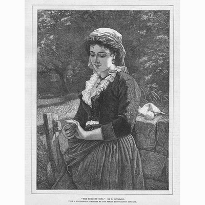 Der verlobte Ring von B Guiliano - antiker Druck 1877