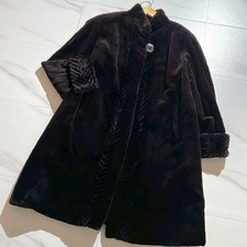 Cappotto lungo SAGA VISONE visone glamour marrone condiviso 95 cm buon design buone condizioni