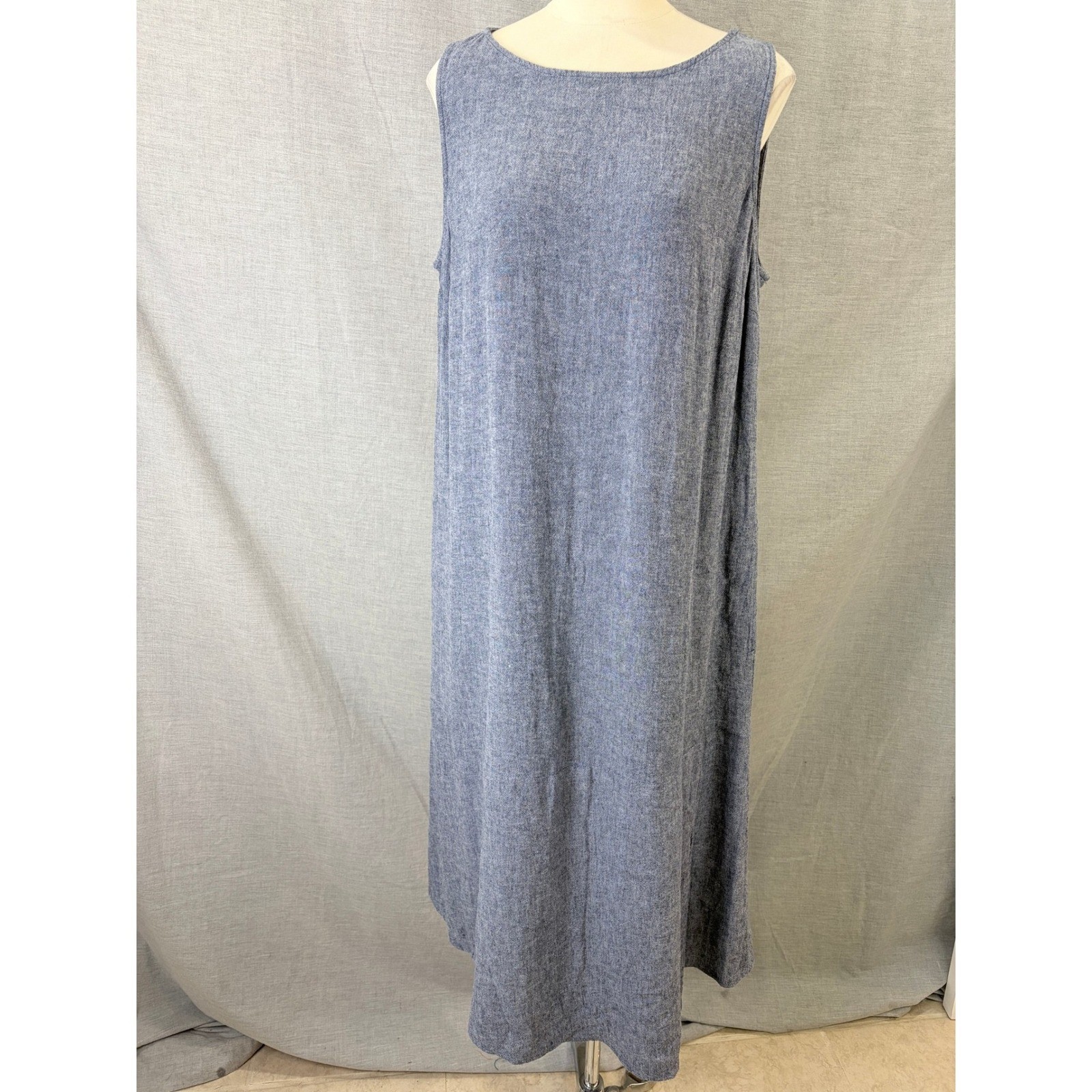 Pure Jill J.Jill Slate Blue Linen Blend Sleeveless Maxi Dress L Tall