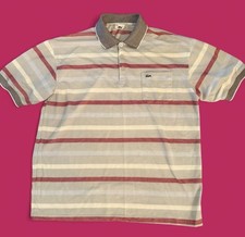 Mens Lacoste Alligator Pink/Grey/Red/Wht Striped Golf Polo Shirt Sz XXXL RACK