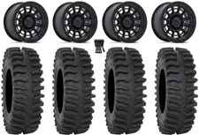 Fuel Cycle 15" Wheels Black +38mm 32" XT400 Tires Kawasaki Mule Pro FXT  KRX