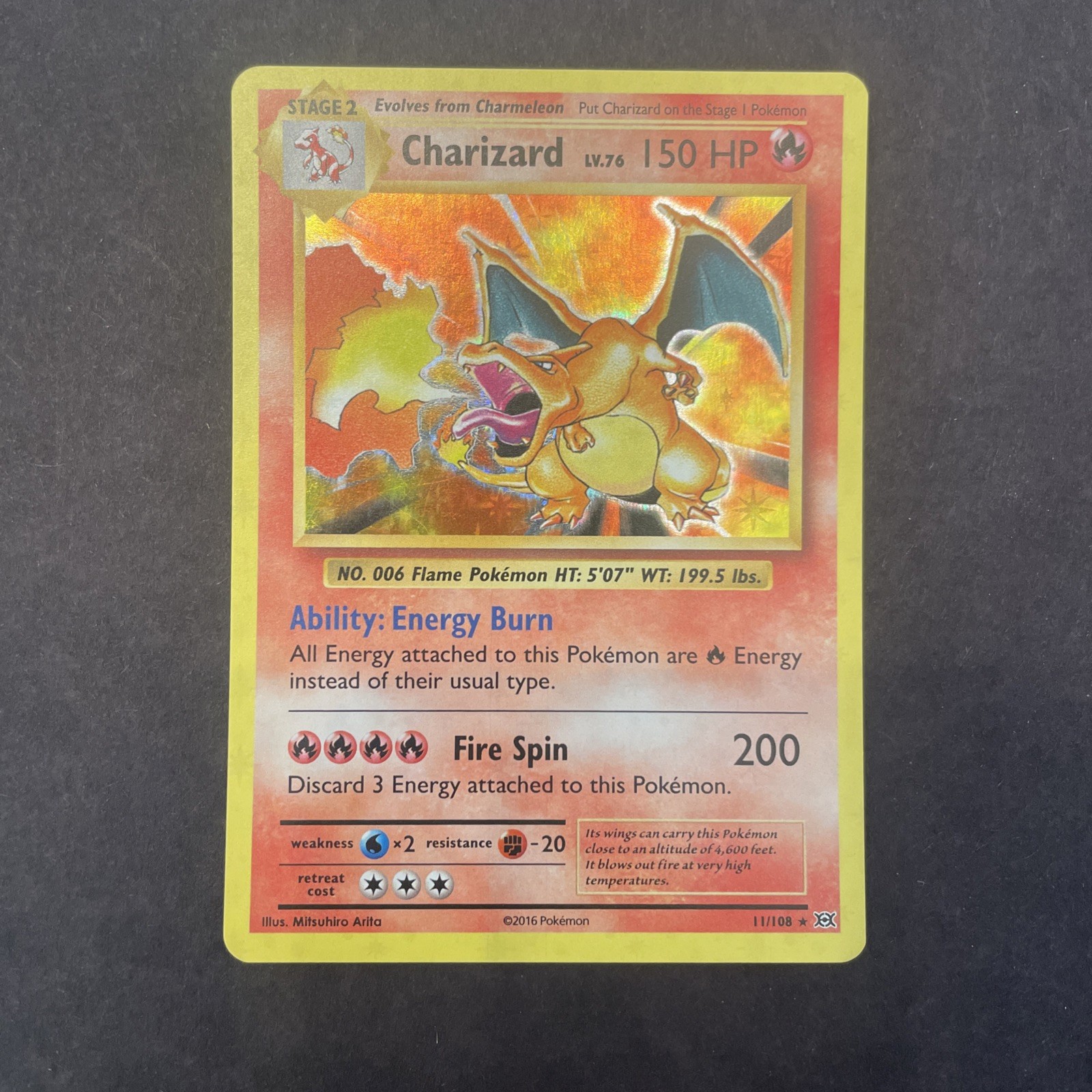 Pokemon Card Charizard 11/108 XY Evolutions Holo Rare NM