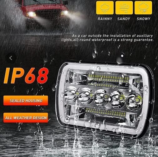 Faros LED 5x7" 7x6" alto/bajo DRL señal de giro ángel para Ford Ranger 1983-1988 Foto 3 de 4