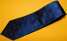 PATRICK FRANCIS IRELAND BLUE/GREEN SHAMROCK MOTIF TIE - TIES - DESIGNER TIES.