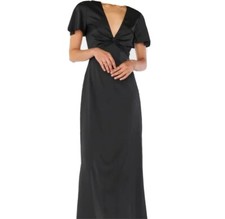 NWOT Show Me Your Mumu Dress Rome Twist Gown Black Luxe Satin Size Small