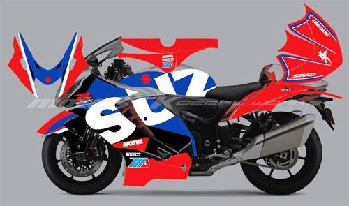 Suzuki Hayabusa motorcycle stickers decals red blue graphics set GSX1300R - Picture 2 of 19
