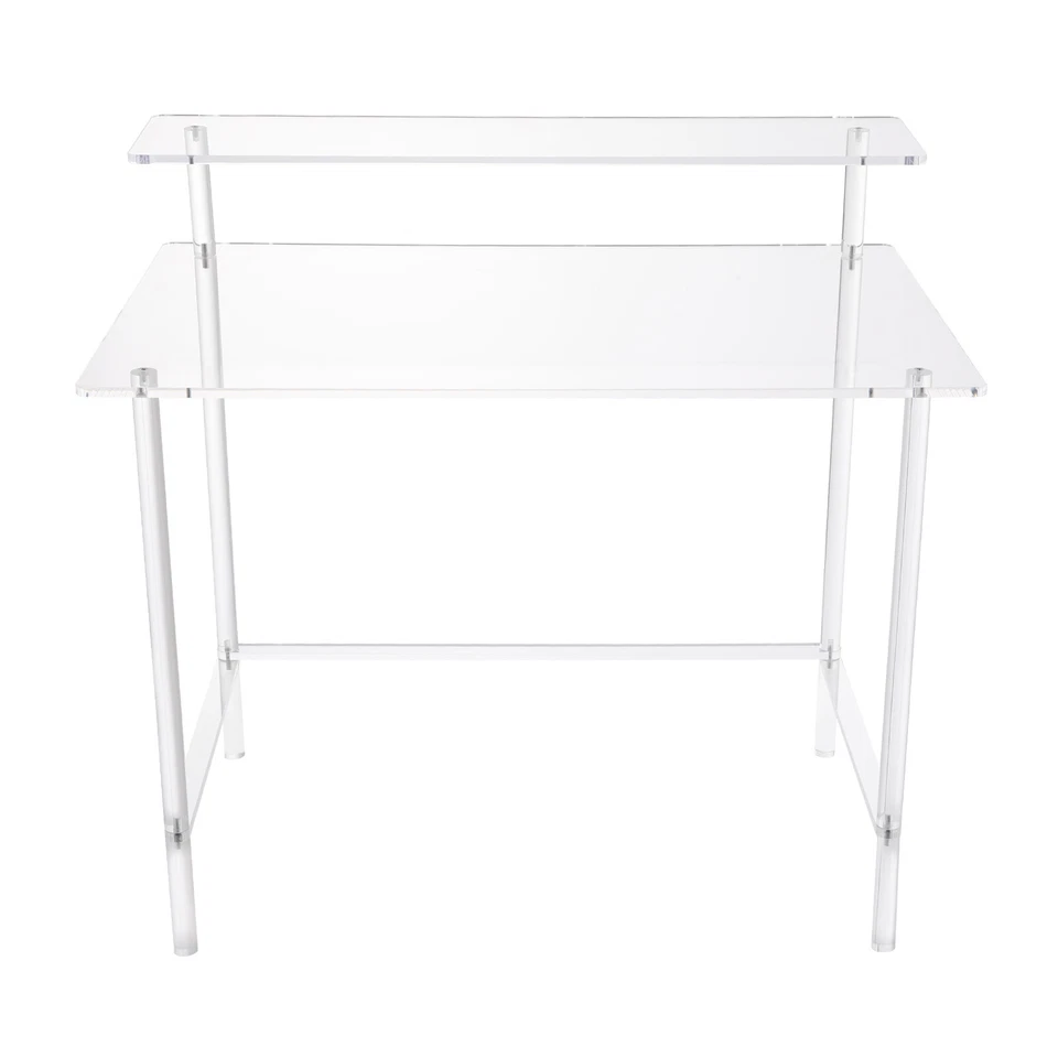 Escritorio Acrílico 2 Niveles Rectangular Hogar Oficina Escritorio Moderno Transparente 80*50*88cm Foto 2 de 4