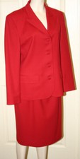 Liz Claiborne Suit REDUCED 1980 VINTAGE RED Wool 2PC Jacket sz 8 Skirt 10 FREE H