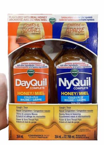 VICKS DAYQUIL & NYQUIL COLD & FLU RELIEF CHERRY FLAVOR 2x354 mL | EXP:2025/ 07 - Picture 1 of 15