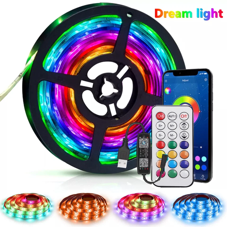 5V 12V WS2812B RGB LED Streifen Strip 1-5m Lichtleiste Individuell Adressierbar - Bild 2 von 4