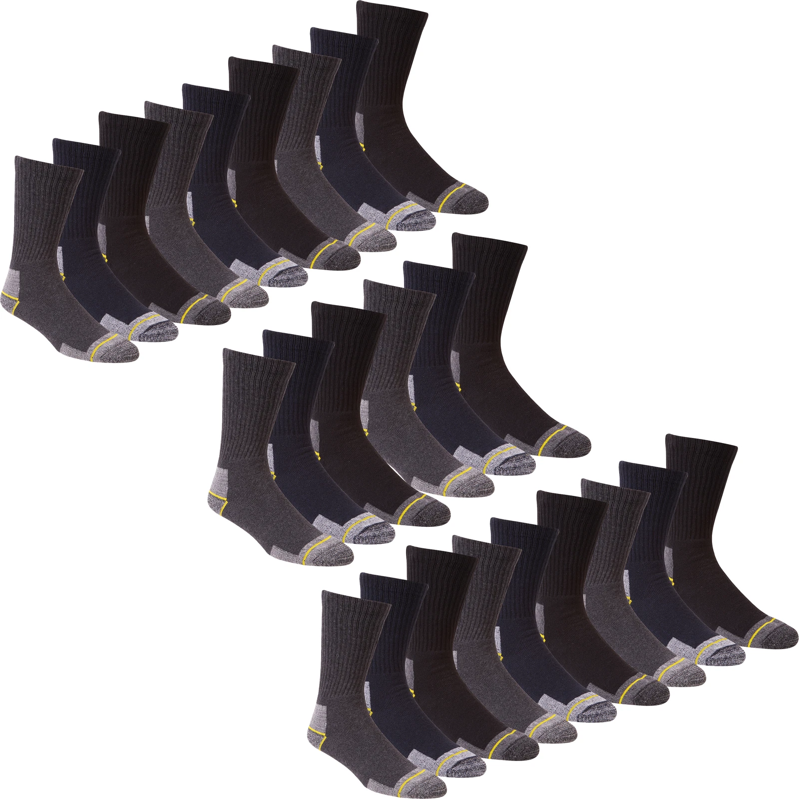 Work Socks Mens Thick Reinforced Boot Steel Toe Socks 12 Pairs ( 12- 14 ) Black