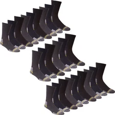 Work Socks Mens Thick Reinforced Boot Steel Toe Socks 12 Pairs ( 12- 14 ) Black