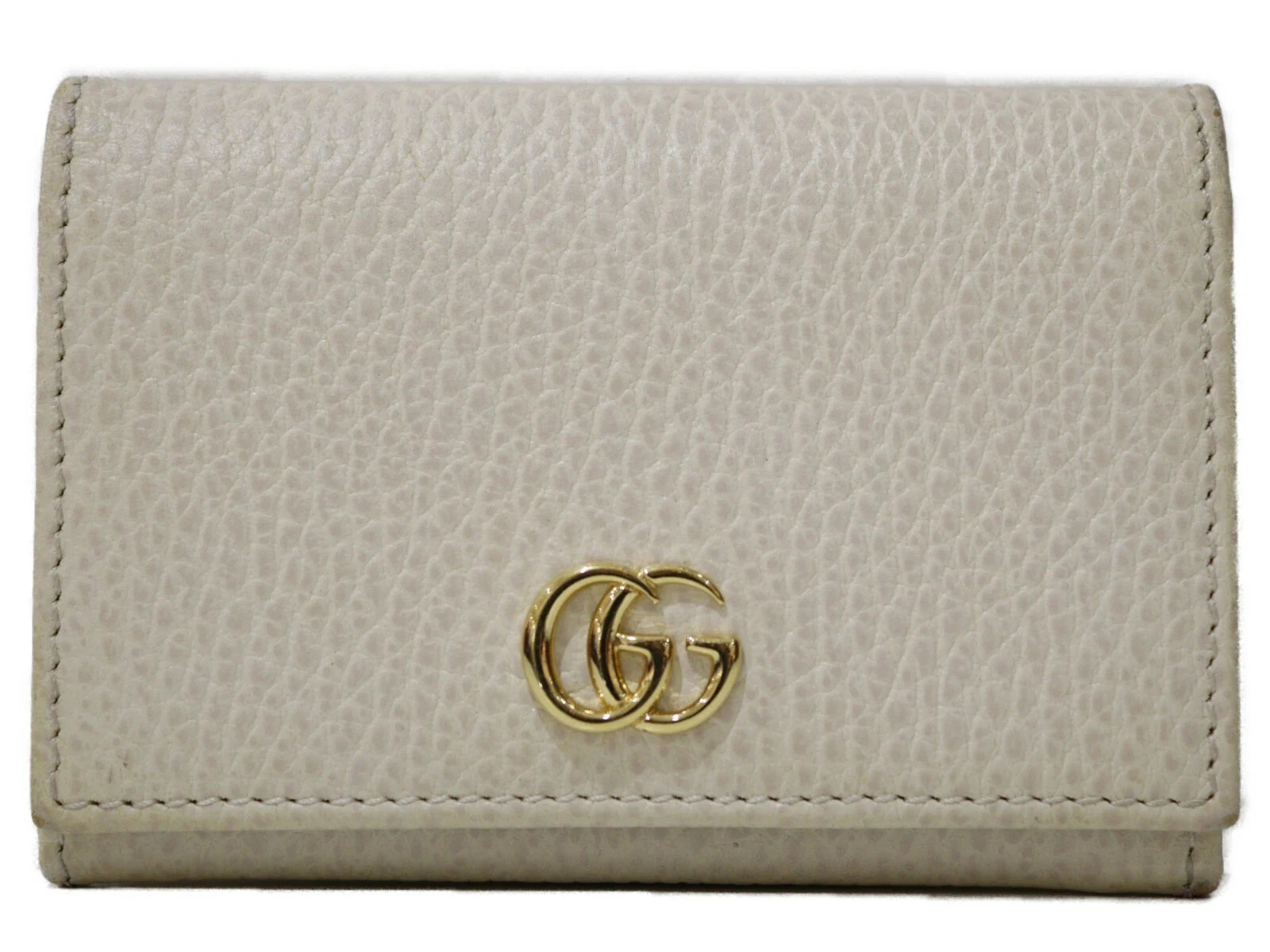 Gucci Double G GG Supreme Porte Carte Portefeuille Bifold Cuir Beige Bleu avec Boîte Auth