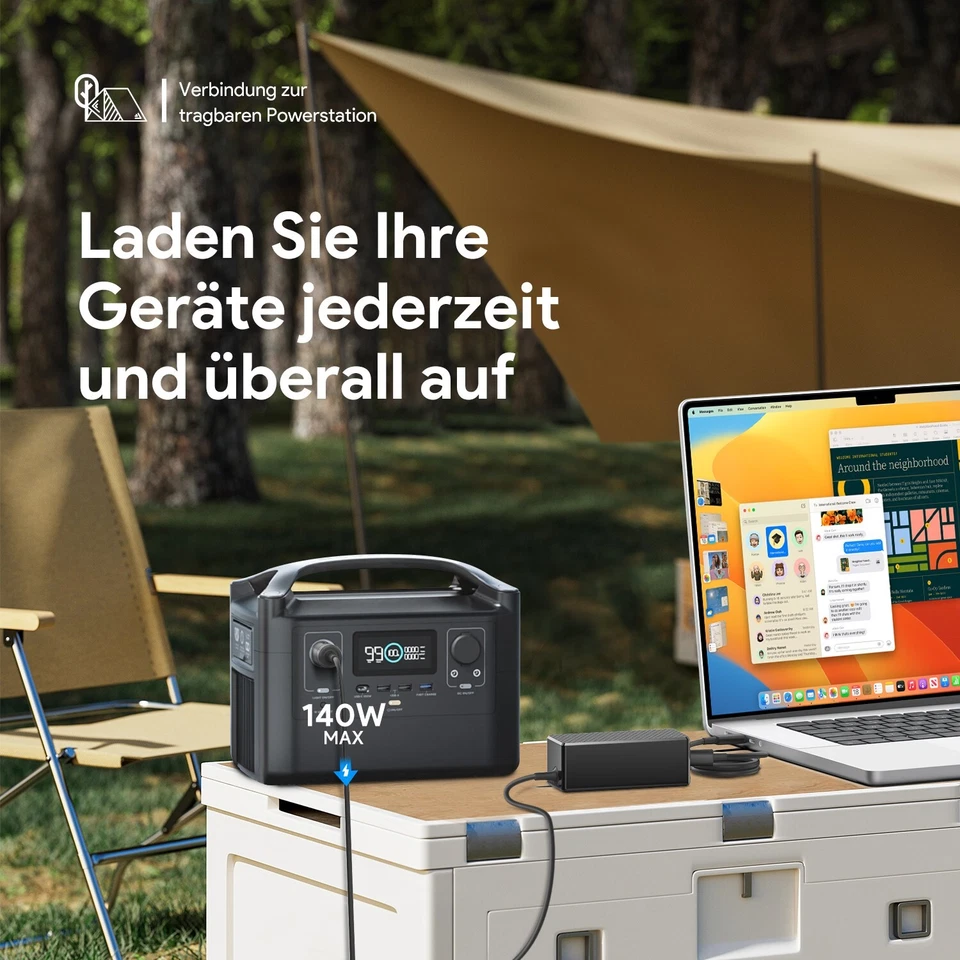 140W USB C KFZ Netzteil PD3.1 für MSI Titan 18 Ultra Pro 2024 Gaming Laptop - Bild 3 von 4