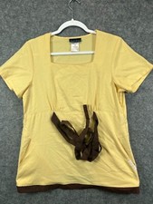 Cherokee Womens Yellow Scrub Top Small Nursing Medical Uniform Shirt Pockets