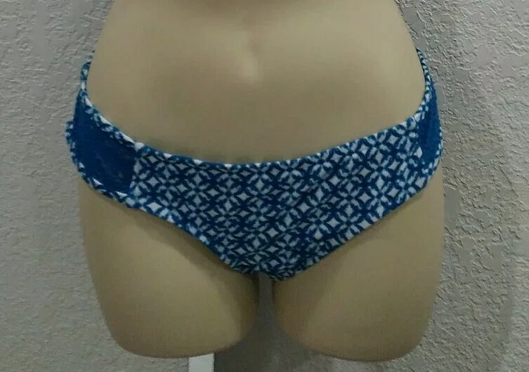 MOSSIMO хипстер бикини плавать низ M дымчатый бирюзовый белый отверстия кружева купальный костюм - Изображение 4 из 4