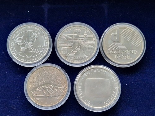 5x 10 Euro Münzen Gedenkmünzen BRD Deutschland 2002 kompl. bankfrisch 925 Silber