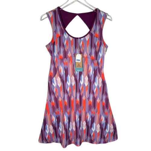 NEW! Prana Women's Geometric Calico Dress S Grapevine Gemstone Cut Out Back - Picture 1 of 8