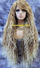 LACE FRONT FULL WIG LONG LAYERED WAVY MEDIUM BLONDE MIX HEAT OK NEW