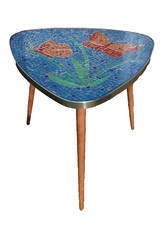 50er 60er Schmetterling Tisch Nierentisch Glas Mosaik Handarbeit mid century