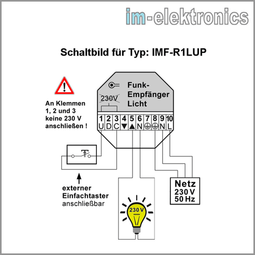 IMF Funk Empfänger Modul Schalter UP Ein- Aus- Schaltung Licht Lampe Verbraucher - Bild 3 von 7