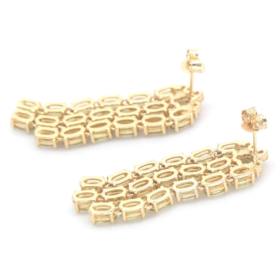 Unheated Gemstone Green Peridot & Cubic Zirconia Earrings 925 Sterling Silver - Image 3 of 4