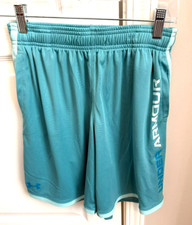 Under Armour Loose Fit Shorts Youth Large Teal Blue Drawstring Elastic Waist