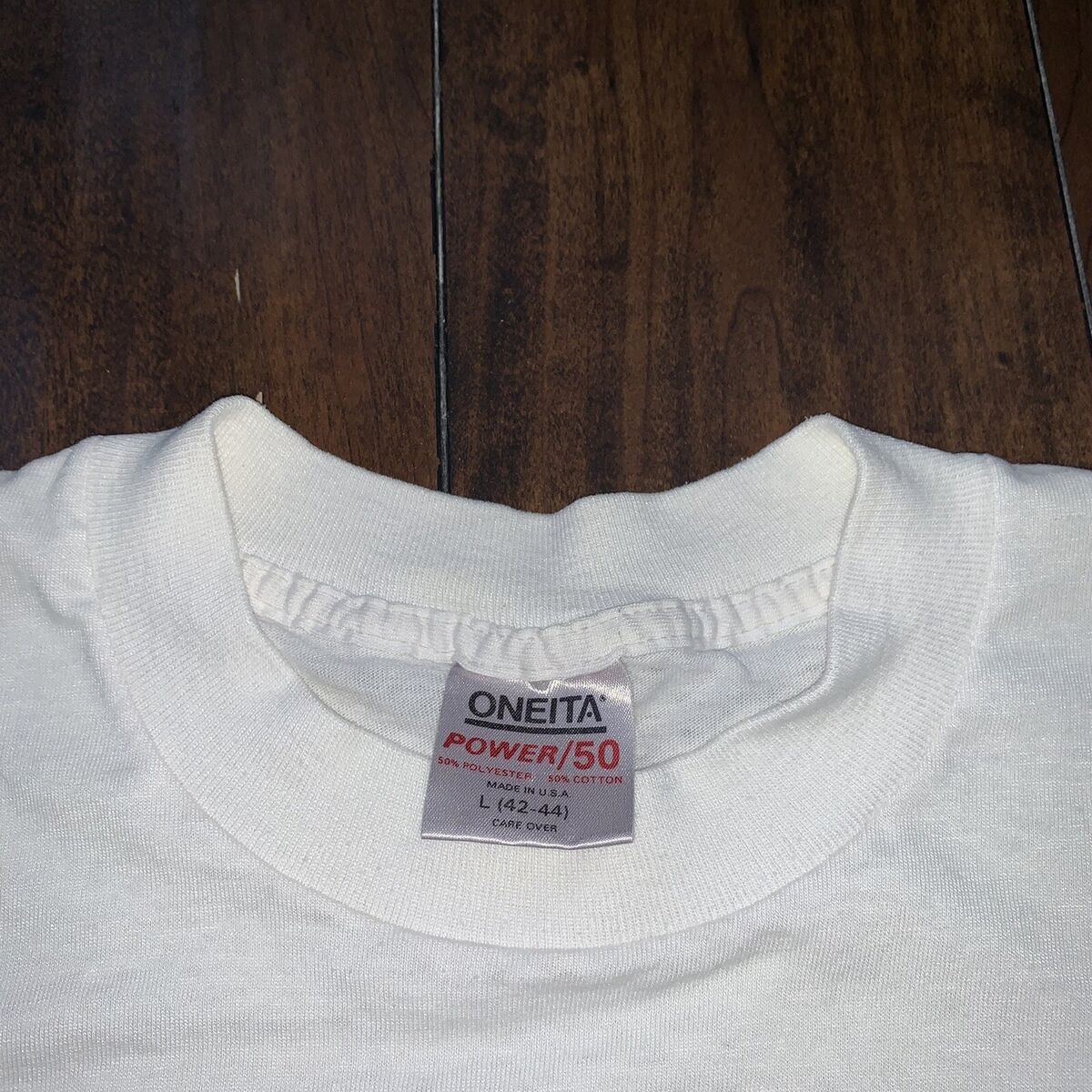 Oneita BLANK Vintage White T Shirt Mens 90s Essential Lot Oneita BLANK Vintage White T Shirt Mens 90s Essential Lot