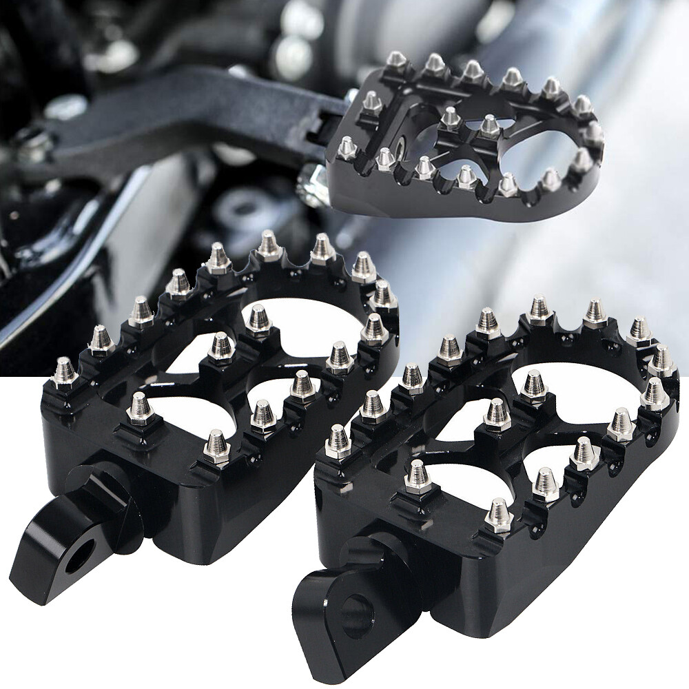 Black Wide Fat Foot Pegs MX Style Footpegs For Harley Dyna Softail