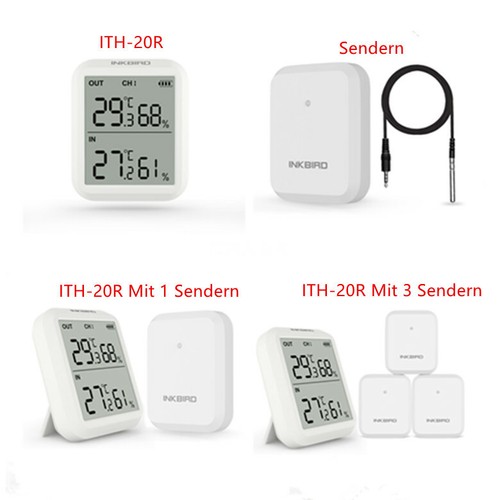 Inkbird Kabellos LCD Innen Außen Thermometer Hygrometer Temperatur + Sonden Haus - Bild 1 von 24