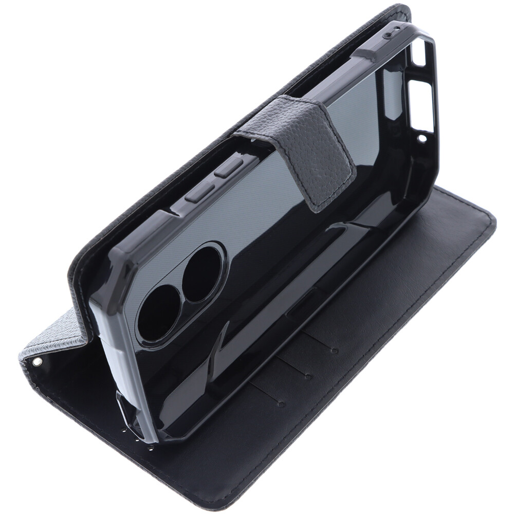 Étui Portefeuille Avec Pare-chocs Pour Doogee S61 Pro - 7 Emplacements Cartes - Similicuir Noir - Neuf