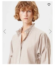 Isabel Marant Etoile Women's Saoli Striped Linen Button Down Shirt Red