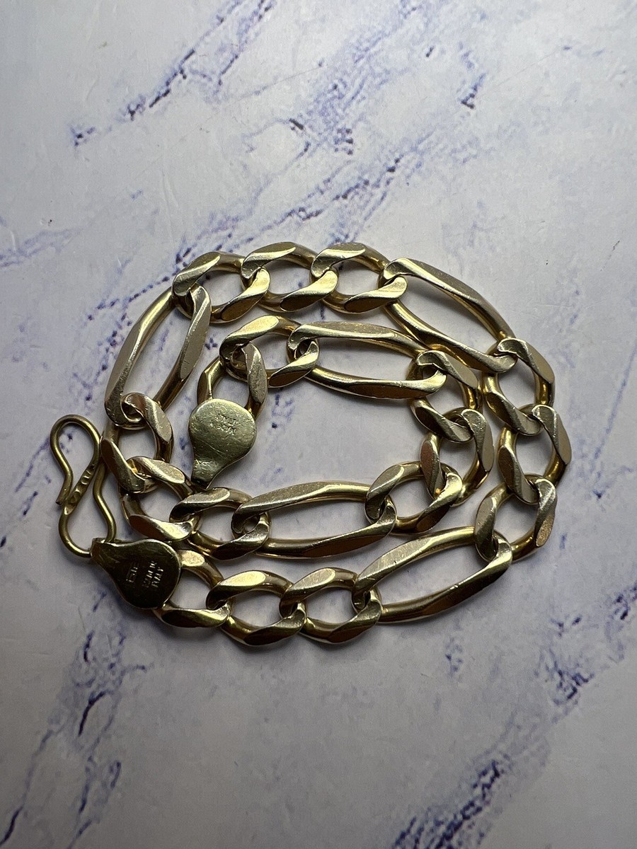 18KT Old Figaro Chain Bracelet イタリア製 Heavy Men's 14k Gold Stamped Italian Figaro Link Bracelet 8